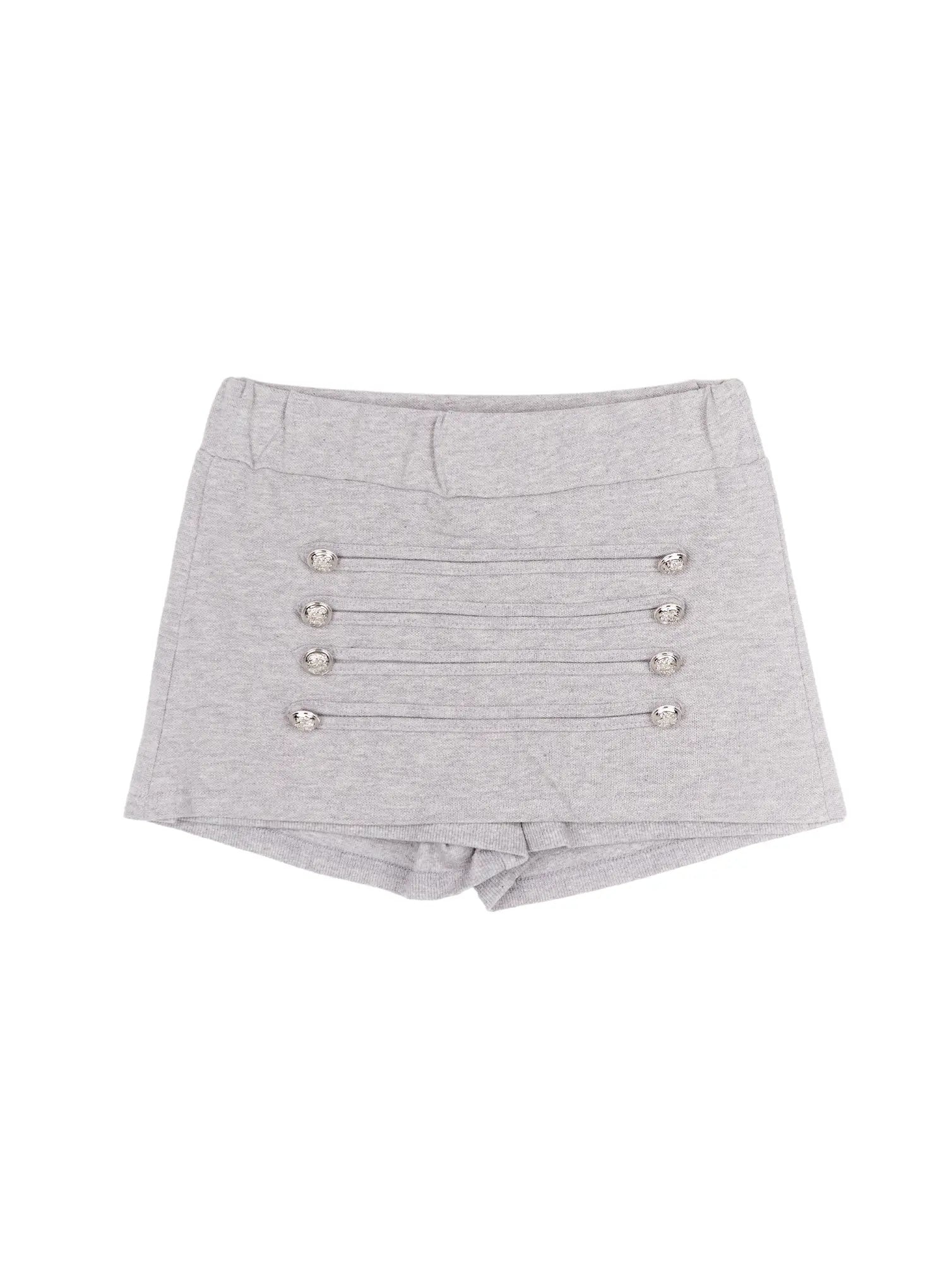 military-button-mini-skort-cy521 / Gray