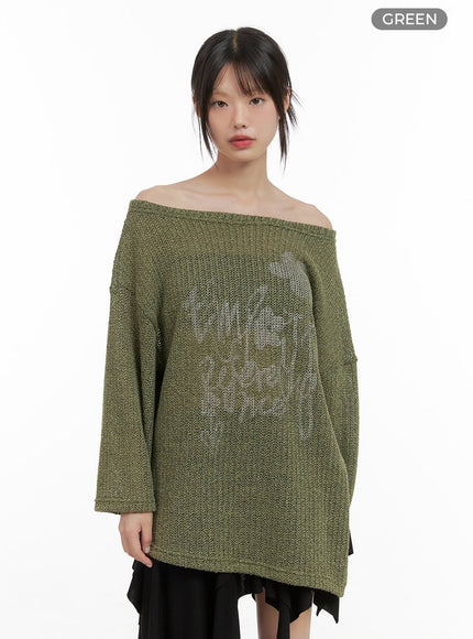 refined-sheer-graphic-blouse-cs412 / Green