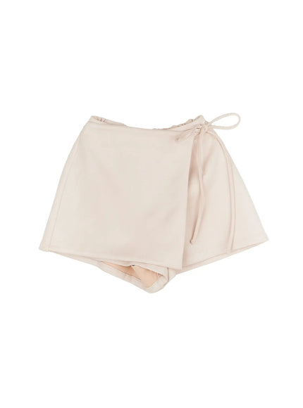 suede-wrap-mini-skort-f502 / Light beige
