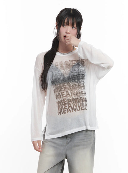 sheer-graphic-long-sleeve-shirt-cu520 / White