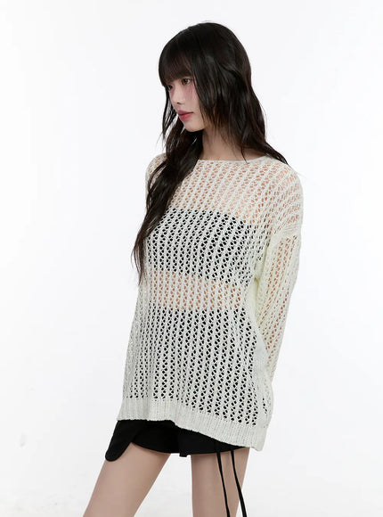 sheer-loose-fit-sweater-cl504 / White