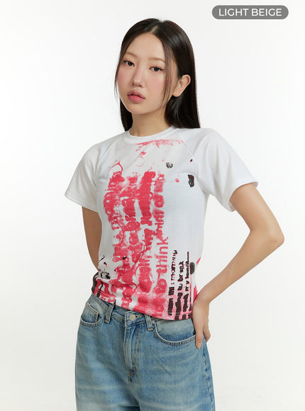 graphic-lettering-crop-tee-cu426 / Light beige