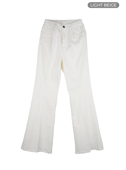 solid-slim-bootcut-pants-cg409 / Light beige
