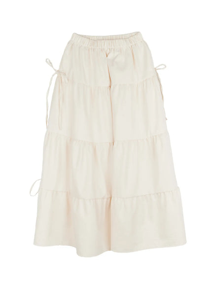 Elegant Ribbon Maxi Skirt F502