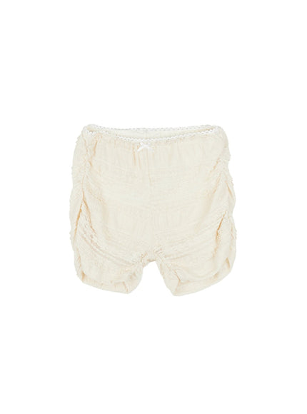 low-rise-shirred-lace-shorts-ca516 / Light beige