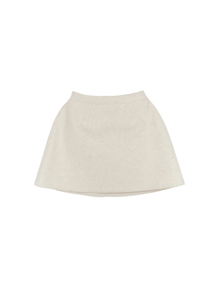 wool-blended-a-line-mini-skirt-cn518 / Light beige