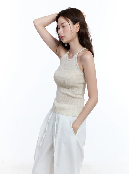 linen-halter-top-cu513 / light beige