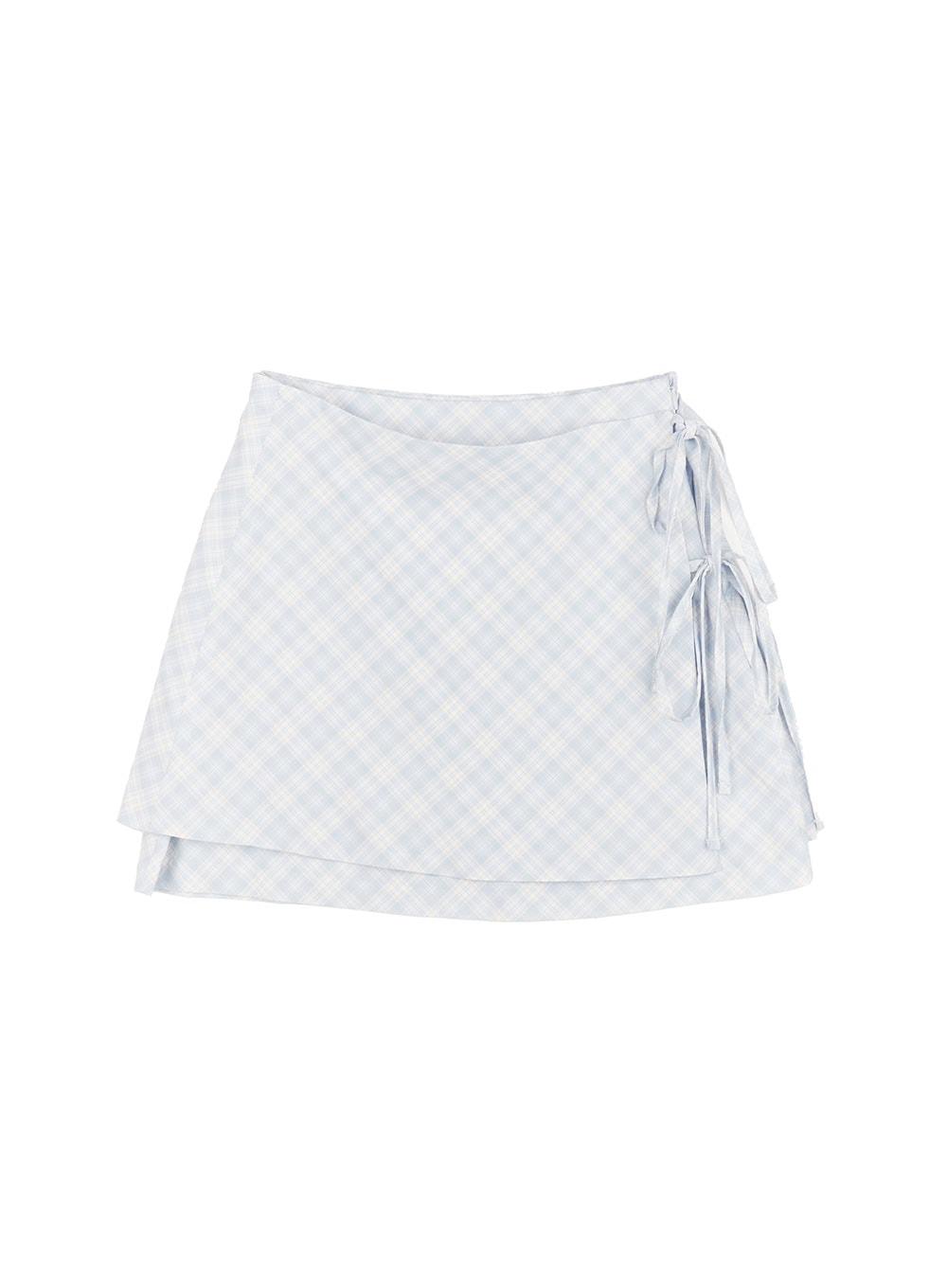 plaid-mini-skirt-with-ribbon-straps-cm526 / Light blue