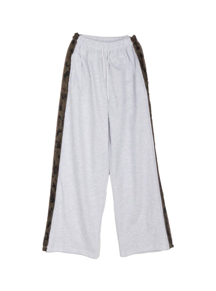 camo-accent-wide-leg-sweatpants-co514 / Light gray
