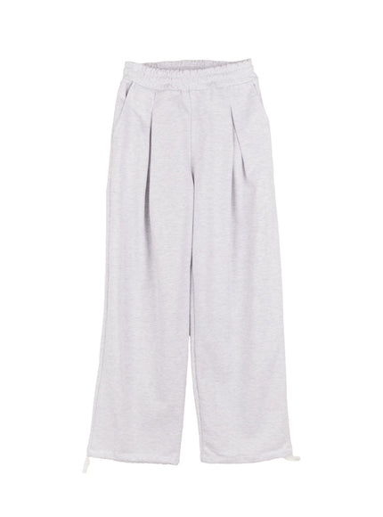 pintuck-wide-leg-sweatpants-ca504 / Light gray