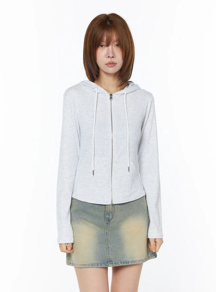 slim-fit-zip-up-hoodie-cy527 / Light gray