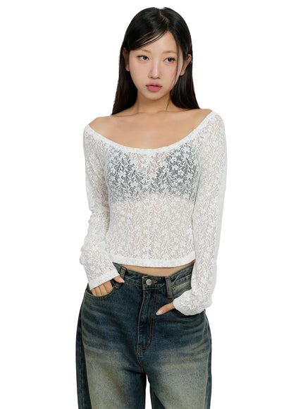 lace-off-shoulder-top-cs512 / White