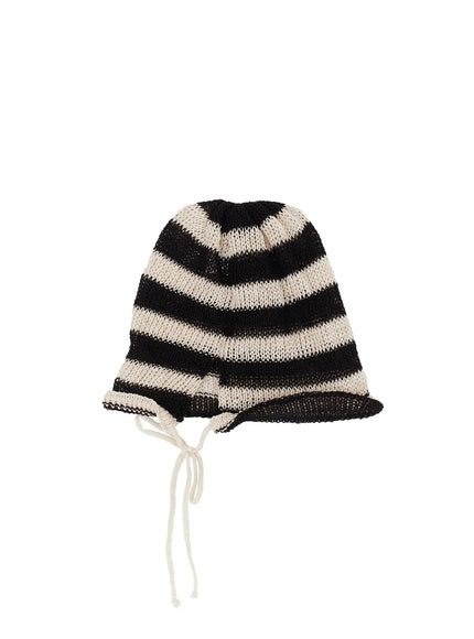 striped-ribbon-knit-beanie-cm526 / White