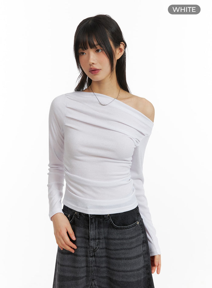 asymmetrical-ruched-top-cm413 / White