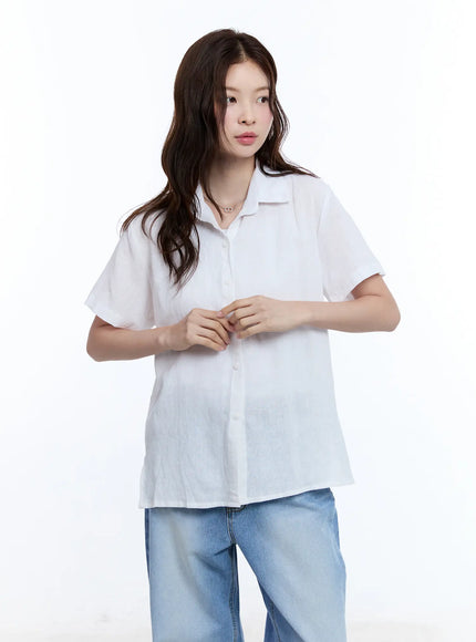 linen-short-sleeve-collared-cu513 / white