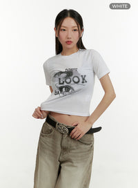 dont-look-back-crop-tee-cy409 / White