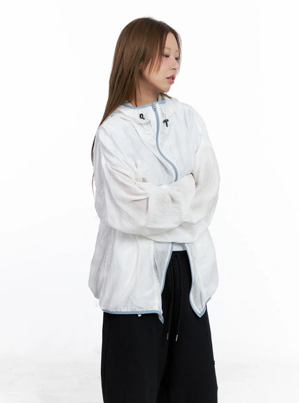 oversized-ruched-windbreaker-cl511 / White