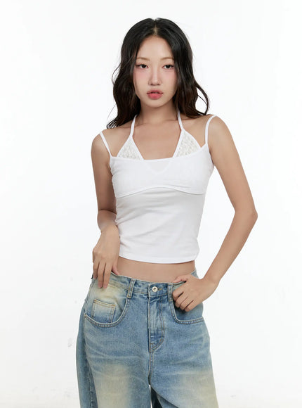 double-layered-lace-halter-top-cl531 / White