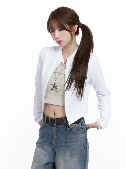 slim-fit-biker-jacket-cg529 / White