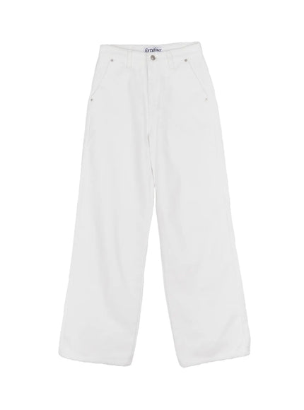 fleece-lined-corduroy-wide-leg-cotton-pants-cd523 / White