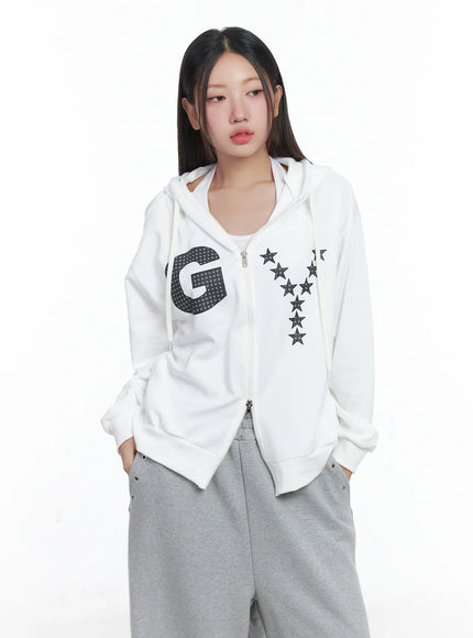 gy-starry-zip-up-hoodie-cs502 / White