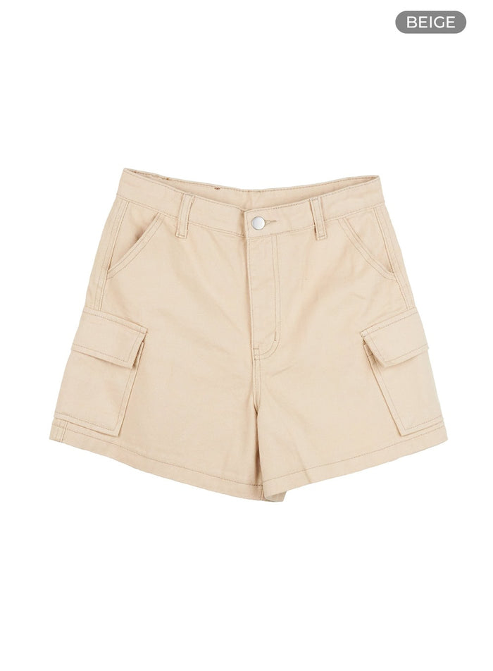 pocketed-cotton-shorts-ou411 / Beige