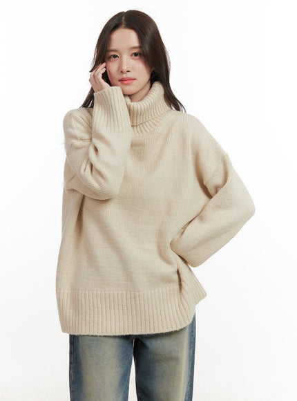 cozychic-turtle-neck-sweater-on429 / Beige