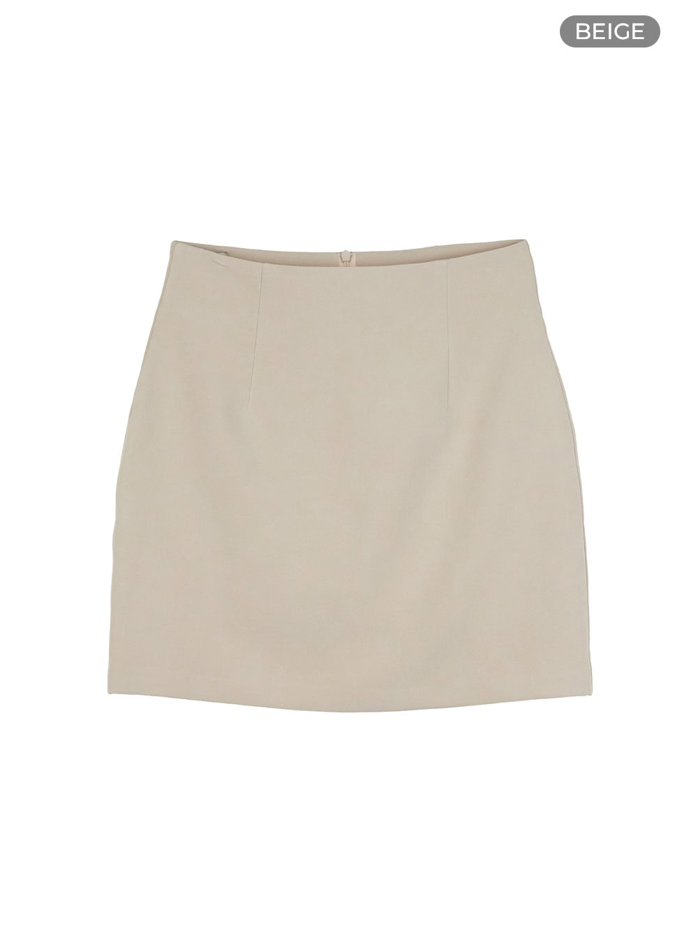 high-waist-solid-mini-skirt-ou413 / Beige