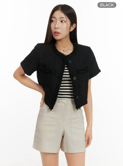 crop-tweed-jacket-oa429 / Black