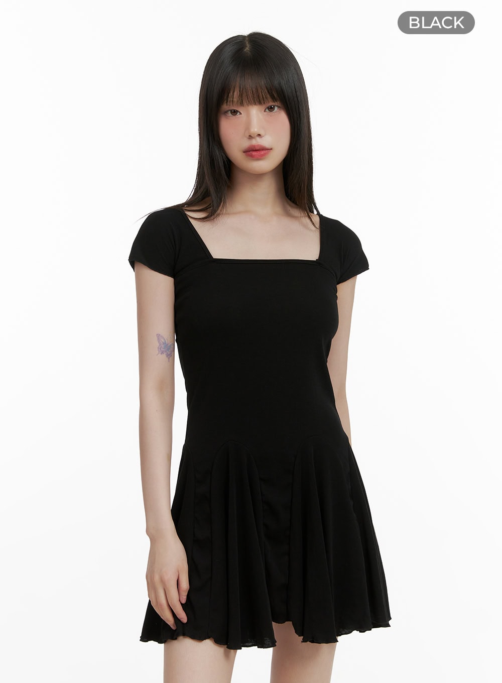 square-neck-mini-dress-cy428 / Black