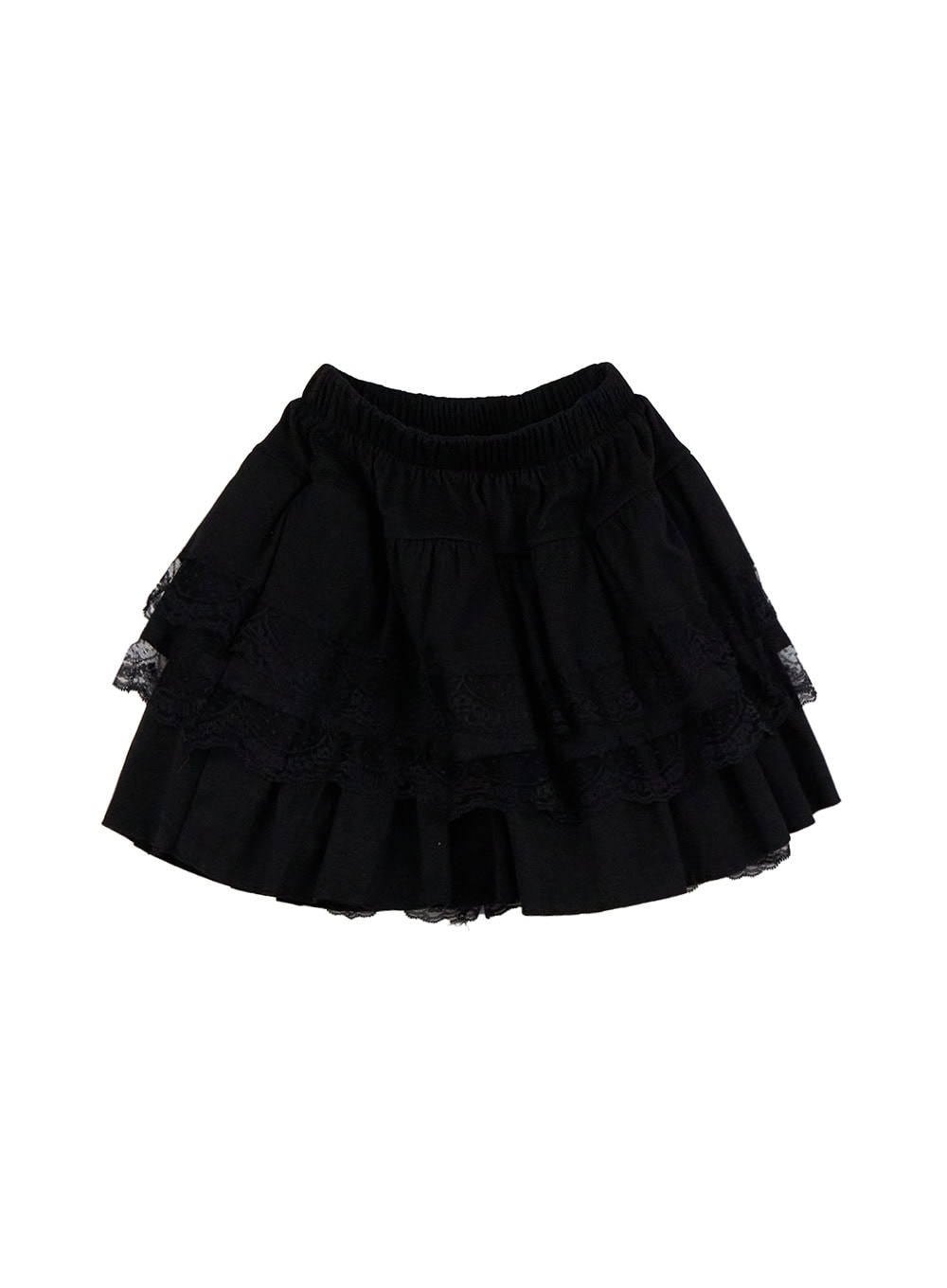 lace-trim-ruffled-mini-skirt-cd425 / Black