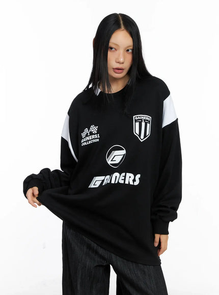 Oversized Graphic Jersey Sweatshirt CS509