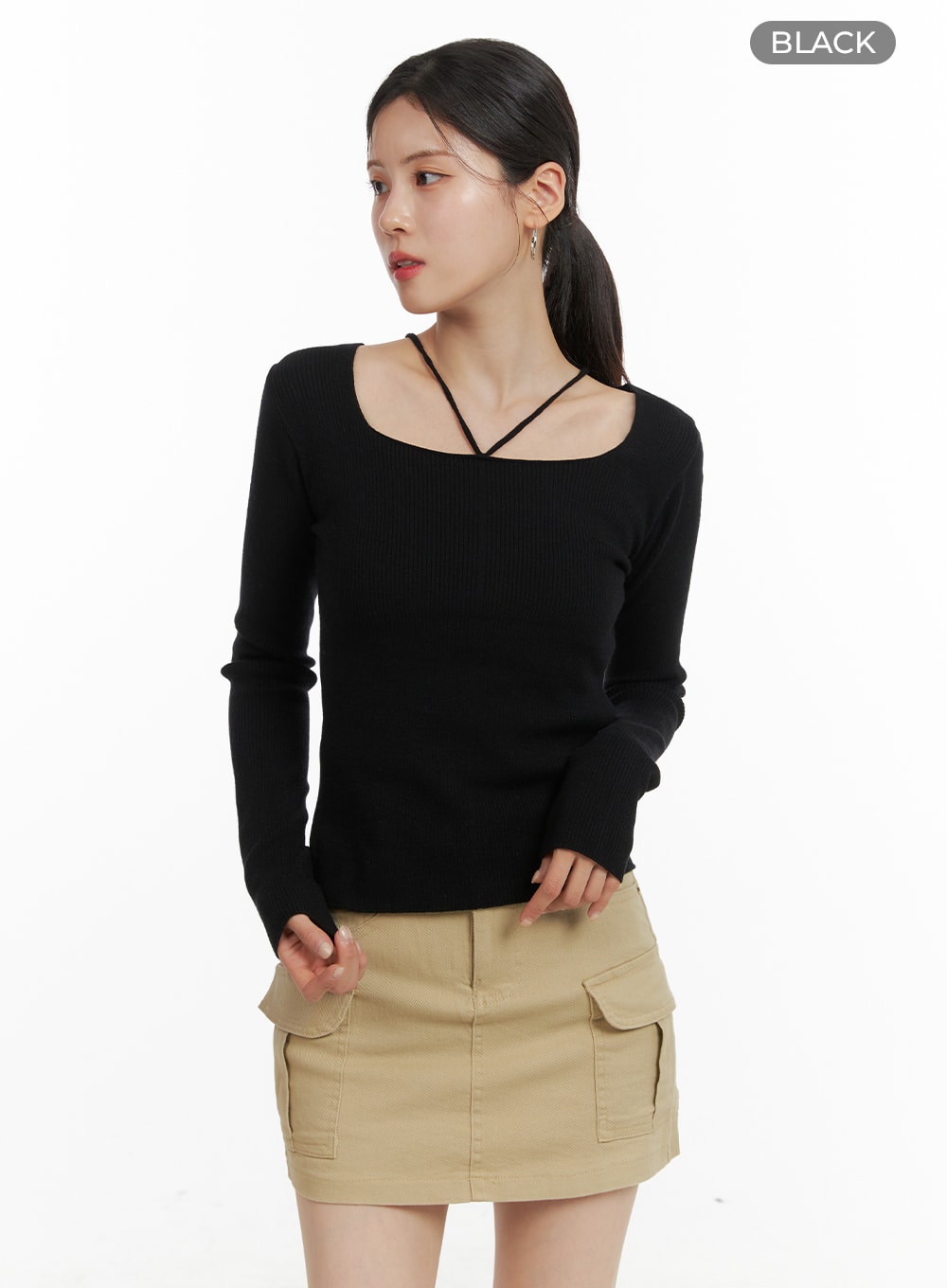 Square halter lined tunic