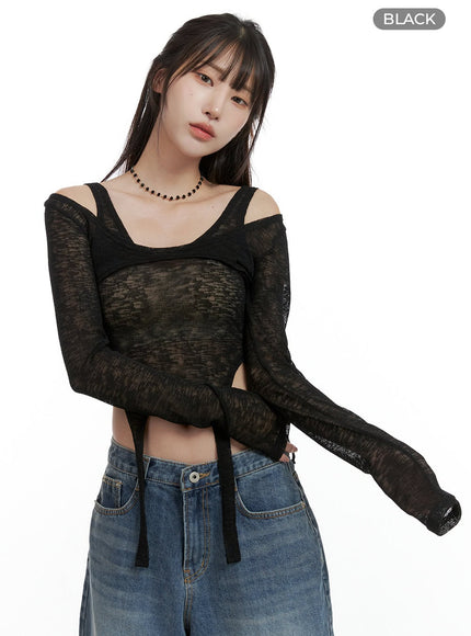 unbalanced-chic-crop-top-cl424 / Black