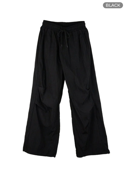 string-banded-wide-leg-pants-ol430 / Black