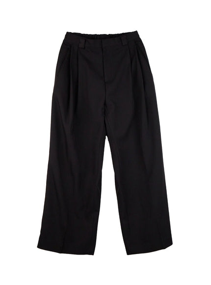 pintuck-wide-fit-tailored-pants-cn420 / Black