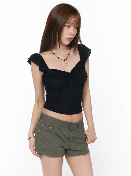 twist-front-sleeveless-top-cy529 / Black