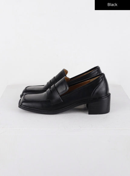 faux-leather-square-toe-loafers-cd312 / Black