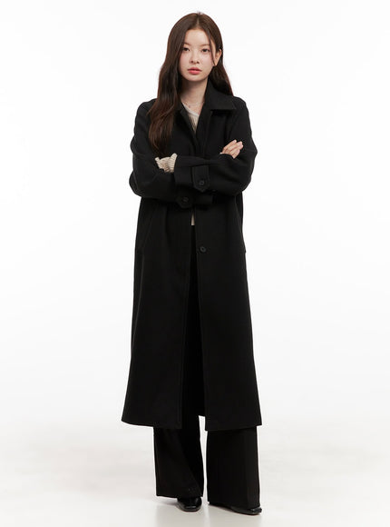 collared-long-wool-blend-trench-od403 / Black