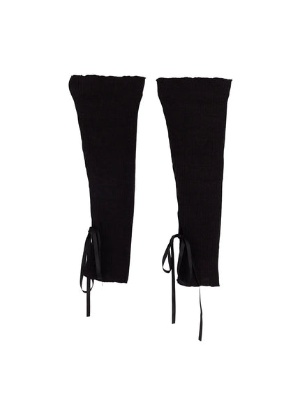 knit-ribbon-leg-warmers-cm531 / Black
