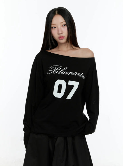 07-off-shoulder-long-sleeve-top-cs518 / Black