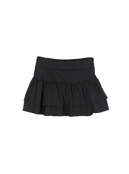 polka-dot-ruffle-mini-skirt-cu527 / Black