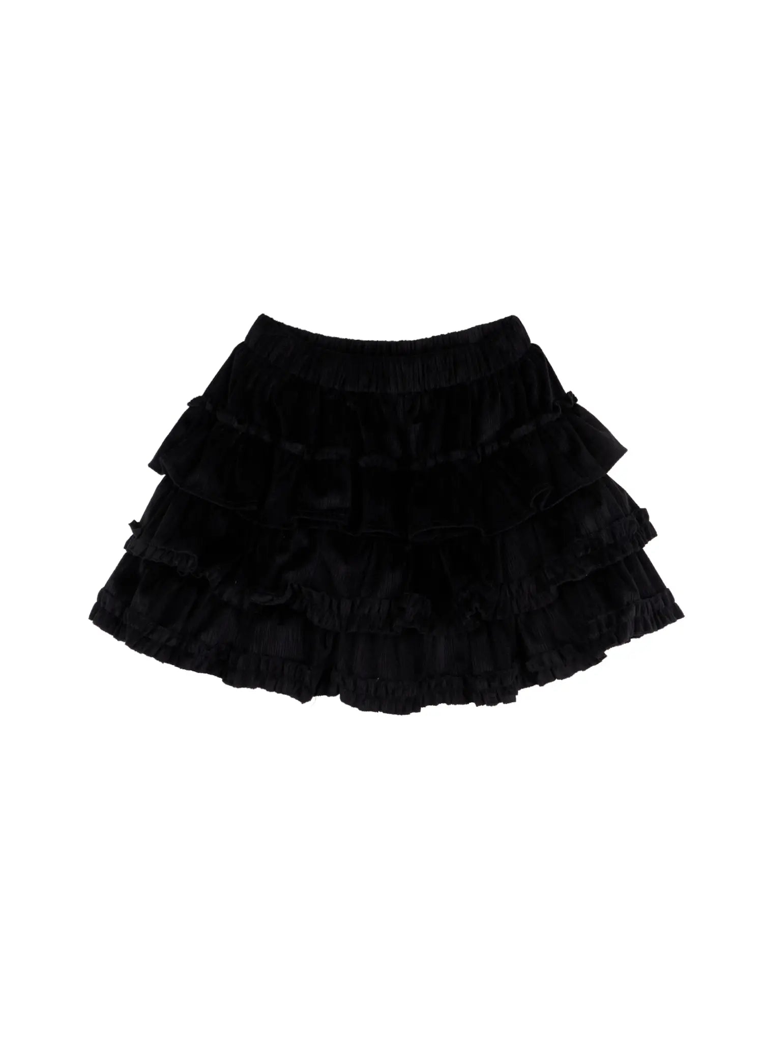 layered-ruffle-mini-skirt-cn528 / Black