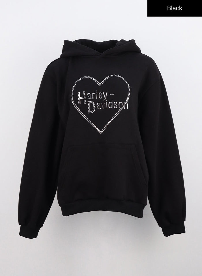 heart-beaded-hoodie-co330 / Black