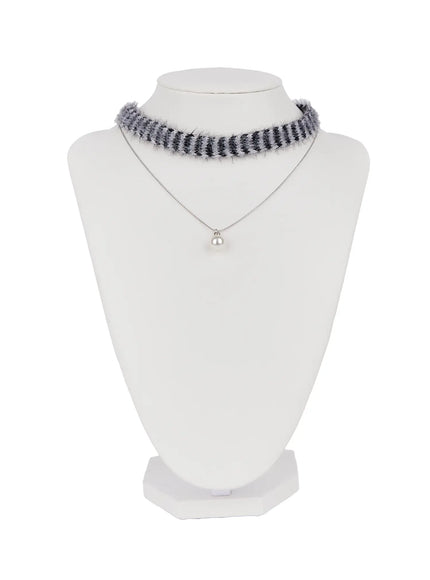 faux-fur-choker-necklace-cn506 / Black