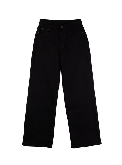 solid-comfy-wide-leg-pants-od412 / Black