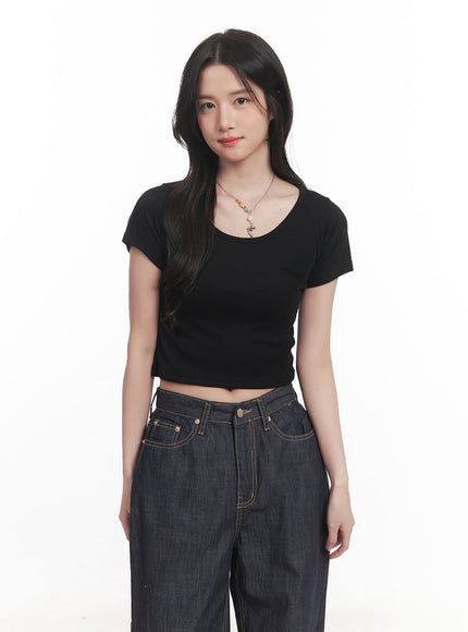 basic-slim-fit-crop-top-ca510 / Black