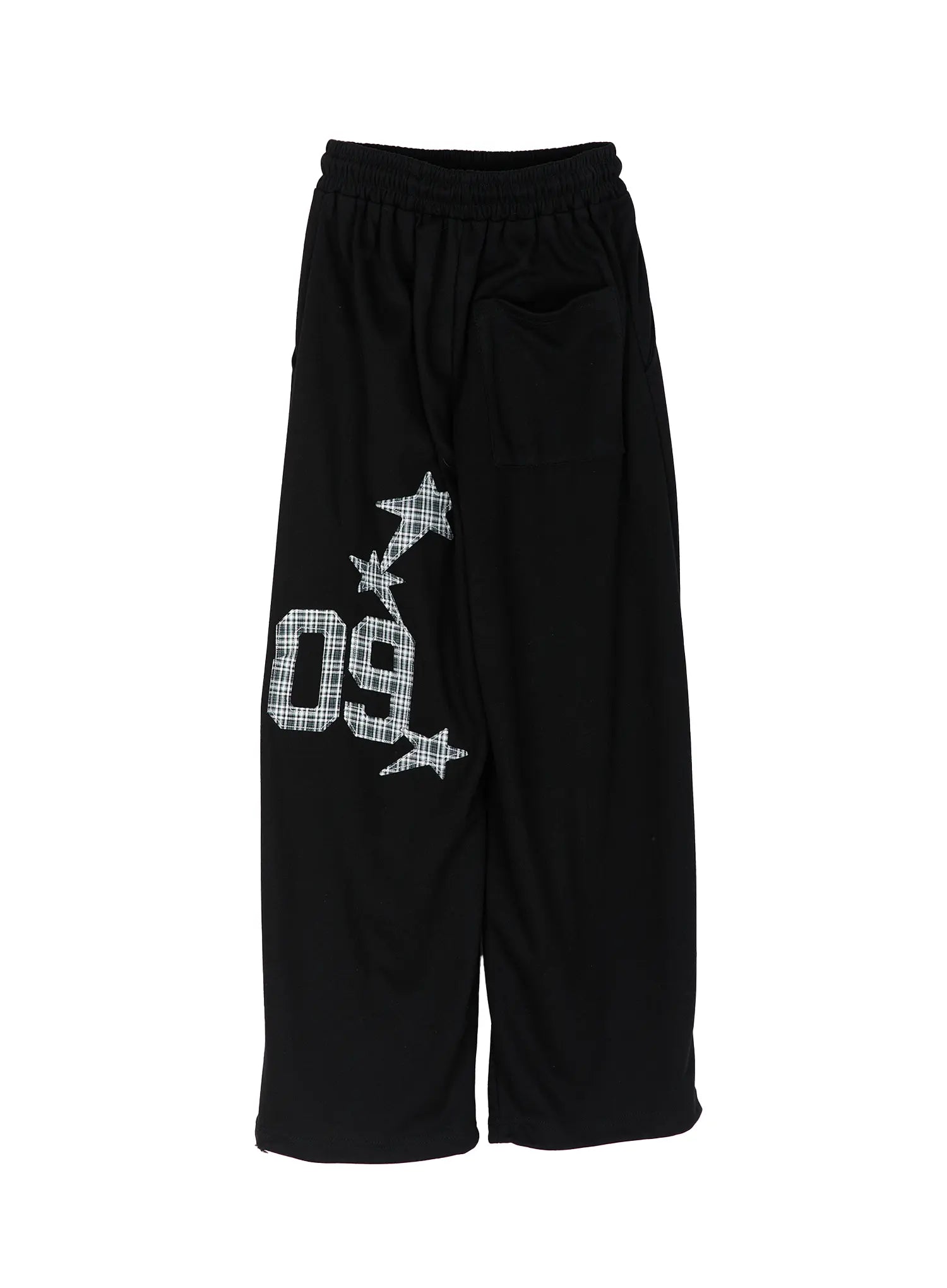 plaid-graphic-wide-leg-sweatpants-cy529 / Black
