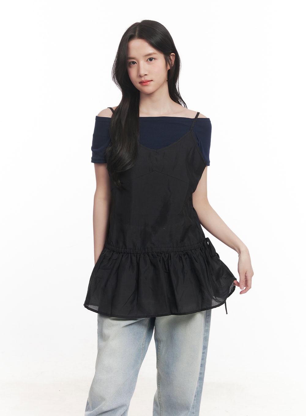 sheer-cami-mini-dress-ca510 / Black