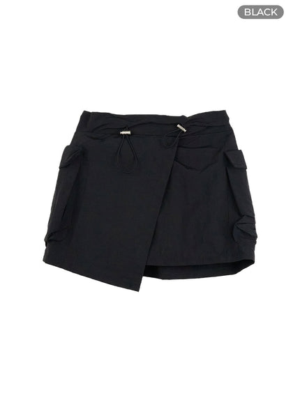 unbalanced-cargo-mini-skirt-cl403 / Black